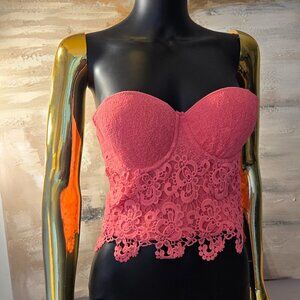 💖 HOT FUCHSIA “Beneath the Sea” Lace Bustier – Small | 28” Around | Elegant +